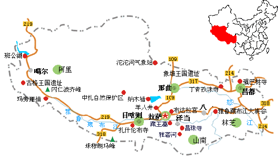 チベット観光地図